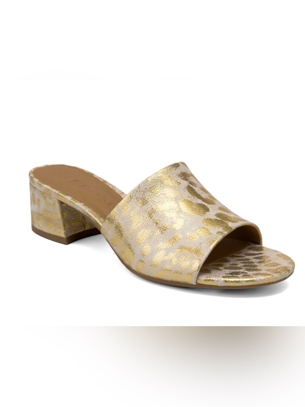 NWOT Aerosoles Como Sandal Metallic Gold Leopard Size 7.5